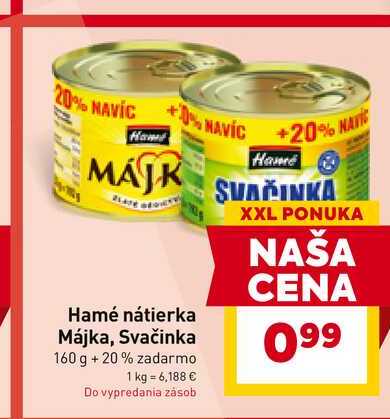 Hamé nátierka Májka, Svačinka 160 g +20% 