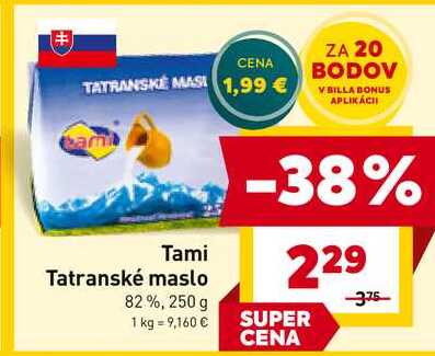 Tami Tatranské maslo 82%, 250 g