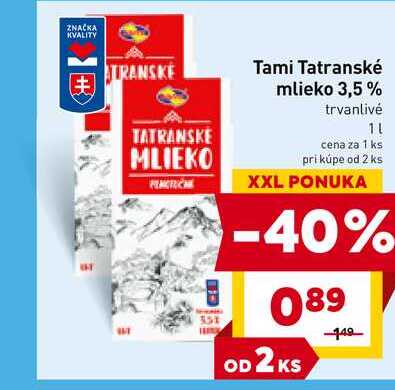 Tami Tatranské mlieko 3,5% 1l