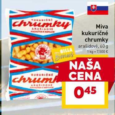 Miva kukuričné chrumky arašidové, 60 g 