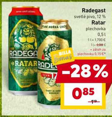 Radegast svetlé pivo, 12% plechovka, 0,5L