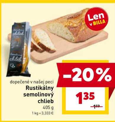 Rustikálny semolinový chlieb 405 g