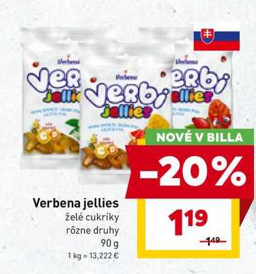 Verbena jellies želé cukríky rôzne druhy 90 g 