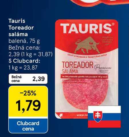 Tauris Toreador saláma balená, 75 g 