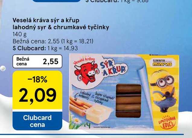 Veselá kráva sýr a křup lahodný syr & chrumkavé tyčinky 140 g 
