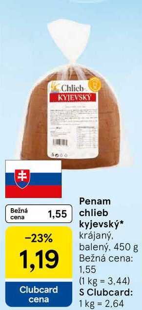 Penam chlieb kyjevský krájaný, balený, 450 g 