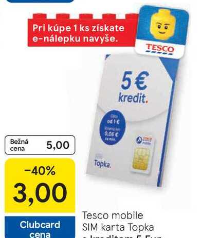 TESCO SIM karta Topka 