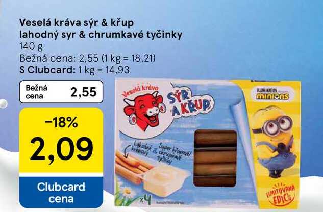 Veselá kráva sýr & křup lahodný syr & chrumkavé tyčinky 140 g