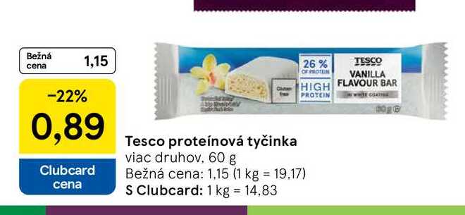 Tesco proteínová tyčinka viac druhov, 60 g 