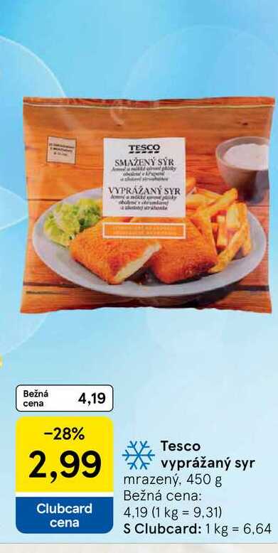 Tesco vyprážaný syr mrazený, 450 g 