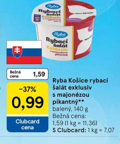 Ryba Košice rybací šalát exklusiv s majonézou  pikantný balený, 140 g 

