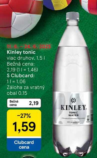 Kinley tonic viac druhov, 1,5l