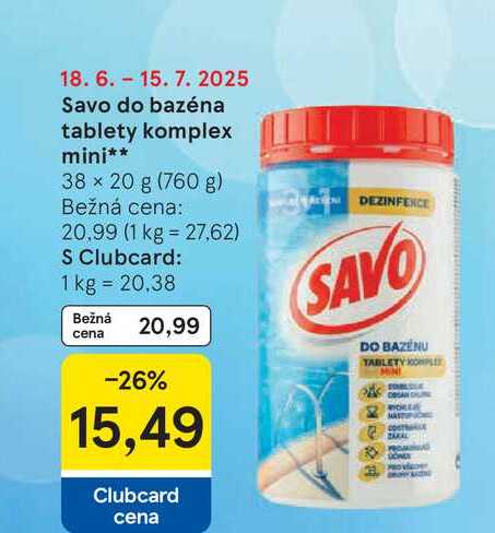 Savo do bazéna tablety komplex mini 38 x 20 g (760 g) 