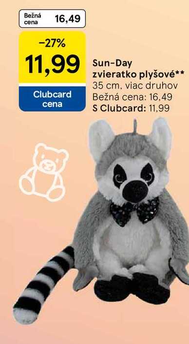 Sun-Day zvieratko plyšové 35 cm, viac druhov