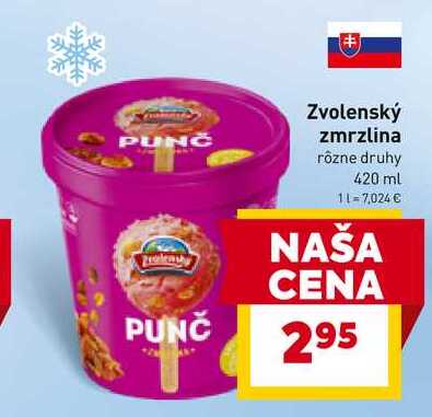 Zvolenský zmrzlina rôzne druhy 420 ml
