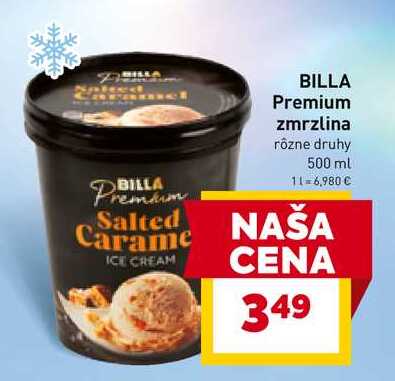 BILLA Premium zmrzlina rôzne druhy 500 ml