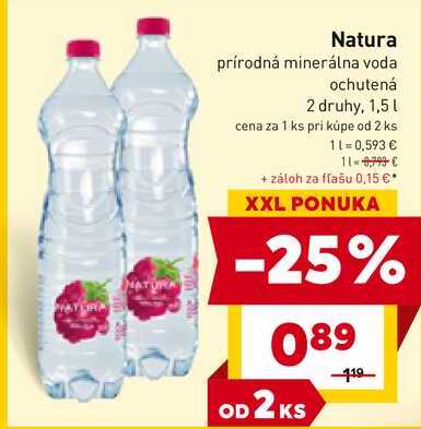 Natura prírodná minerálna voda ochutená 2 druhy, 1,5l