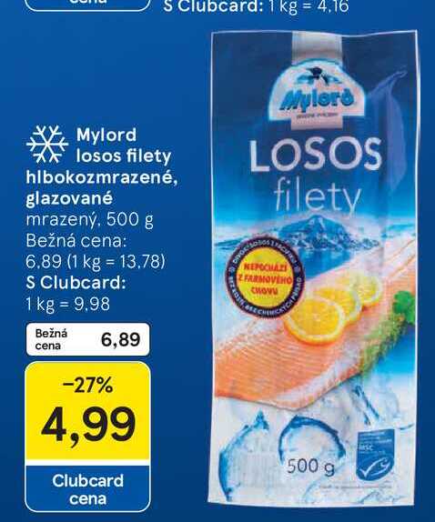 Mylord losos filety hlbokozmrazené, glazované mrazený, 500 g