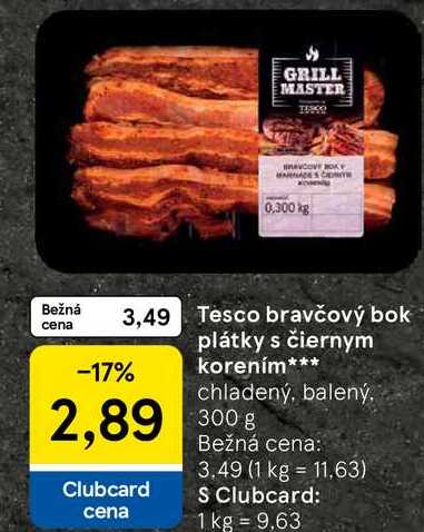 Tesco bravčový bok plátky s čiernym korením chladený, balený, 300g