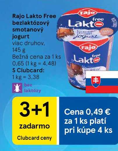 Rajo Lakto Free bezlaktózový smotanový jogurt viac druhov 145 g