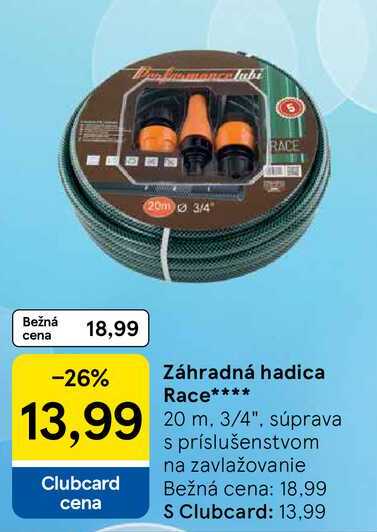 Záhradná hadica Race 20 m, 3/4", súprava s príslušenstvom na zavlažovanie 
