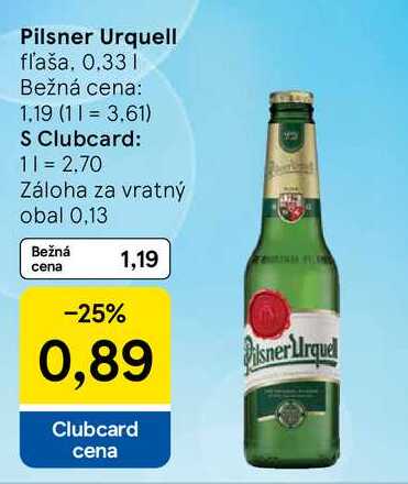 Pilsner Urquell fľaša, 0.33l