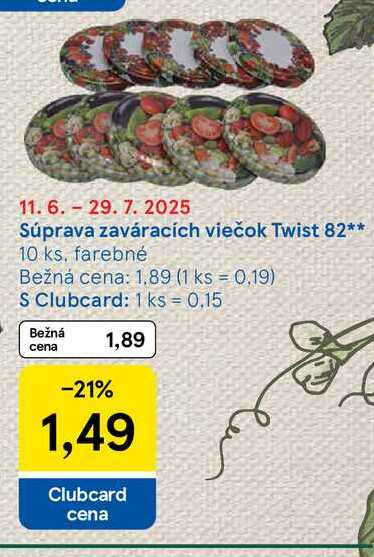 súprava zaváracích viečok Twist 82 10 ks