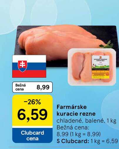 Farmárske kuracie rezne chladené, balené, 1 kg 