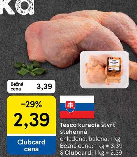 Tesco kuracia štvrť stehenná chladená, balená, 1 kg 