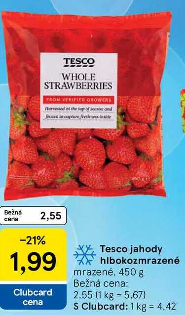 Tesco jahody hlbokozmrazené, 450 g 