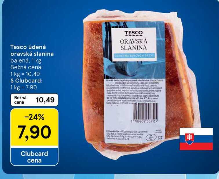 Tesco údená oravská slanina, 1 kg 
