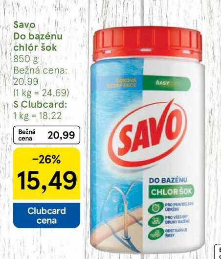 Savo Do bazénu chlór šok, 850 g 