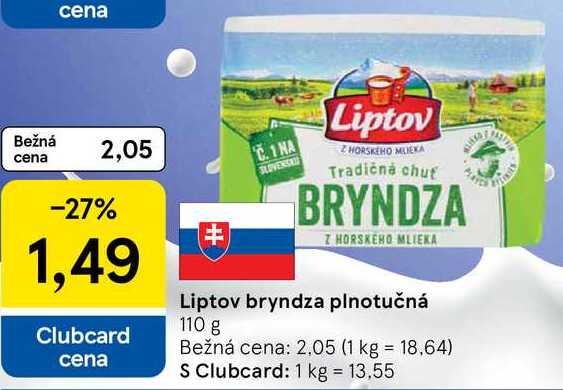 Liptov bryndza plnotučná, 110 g 