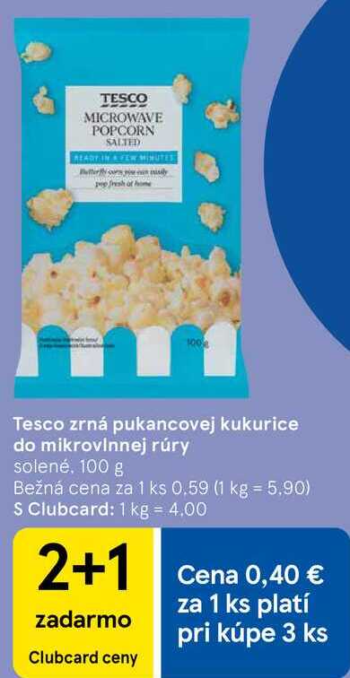 Tesco zrná pukancovej kukurice do mikrovlnnej rúry, 100 g 