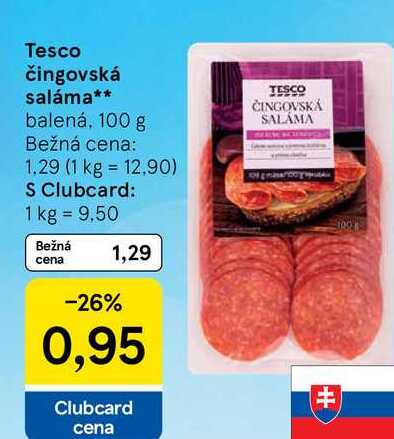 Tesco čingovská saláma, 100 g