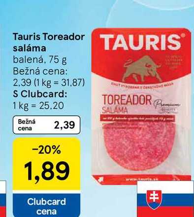 Tauris Toreador saláma, 75 g 