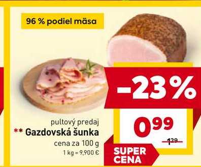 Gazdovská šunka cena za 100 g 