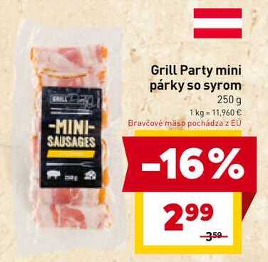 Grill Party mini párky so syrom 250 g
