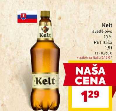 Kelt Svetlé výčapné pivo 1,5 l