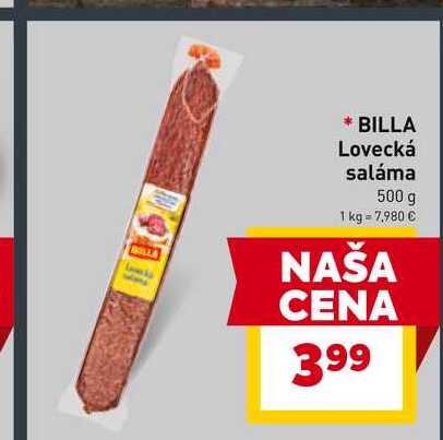 BILLA Lovecká saláma 500 g
