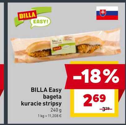 BILLA Easy bageta kuracie stripsy 240 g 