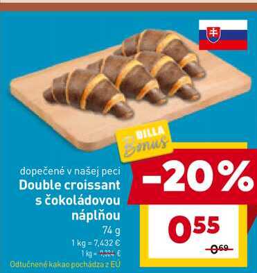 Double croissant s čokoládovou náplňou 74g