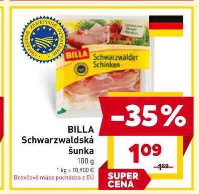 BILLA Schwarzwaldská šunka 100 g 
