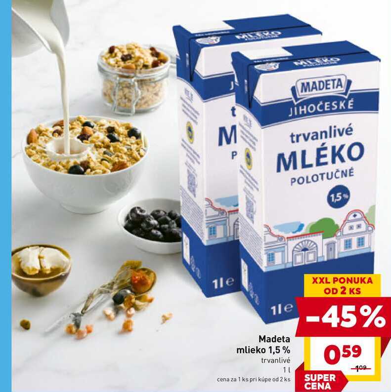 Madeta mlieko 1,5% trvanlivé 1L 