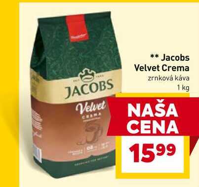 Jacobs Velvet Crema zrnková káva 1 kg 