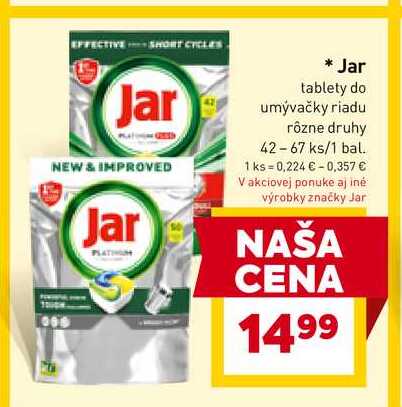 Jar tablety do umývačky riadu rôzne druhy 42 ks