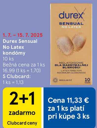 Durex Sensual No Latex kondómy, 10 ks 
