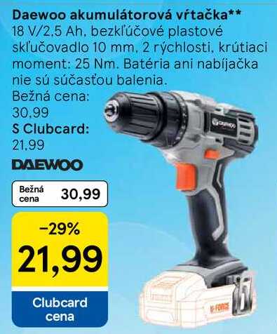 Daewoo akumulátorová vŕtačka
