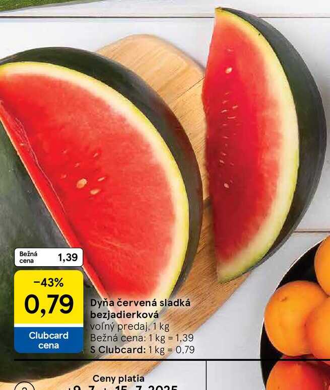 Dyňa červená sladká bezjadierková, 1 kg 