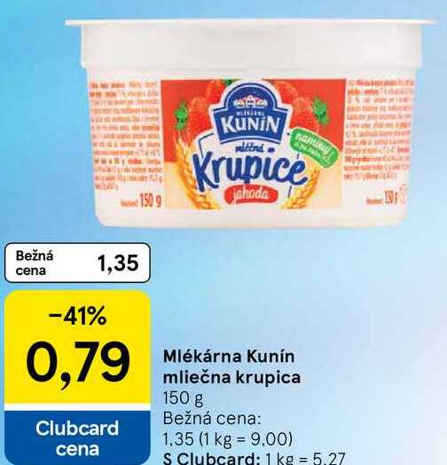 Mlékárna Kunín mliečna krupica, 150 g 